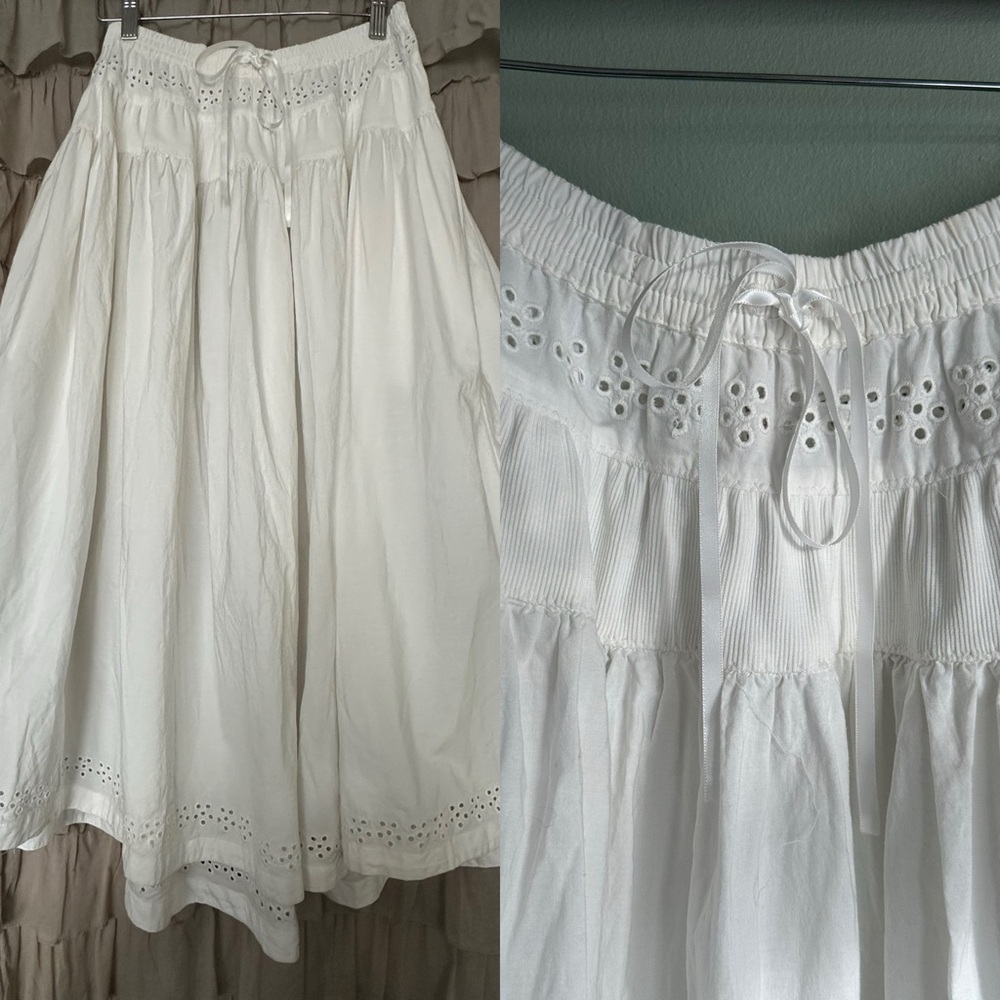 Free people  Eyelet Cotton Midi Skirt - White